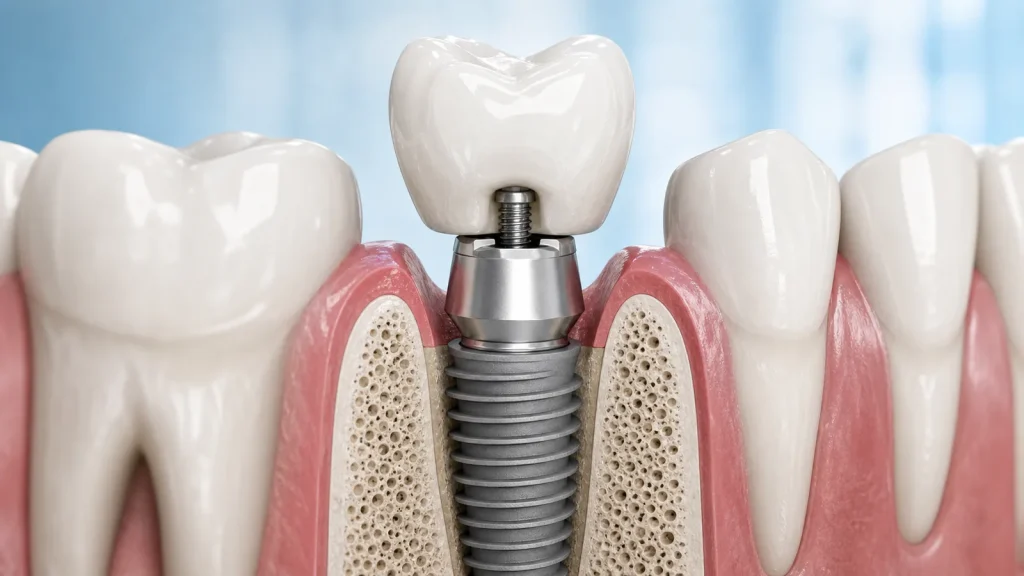 پیچ پروتزی شل شده زیر روکش ایمپلنت با پایه ثابت در استخوان