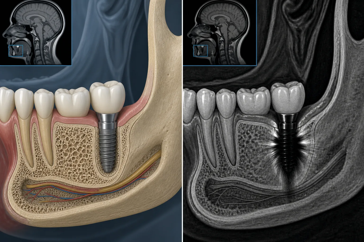 آرتیفکت موضعی ایمپلنت دندان در تصویر MRI اثر موضعی ایمپلنت دندان بر کیفیت تصویر MRI فک