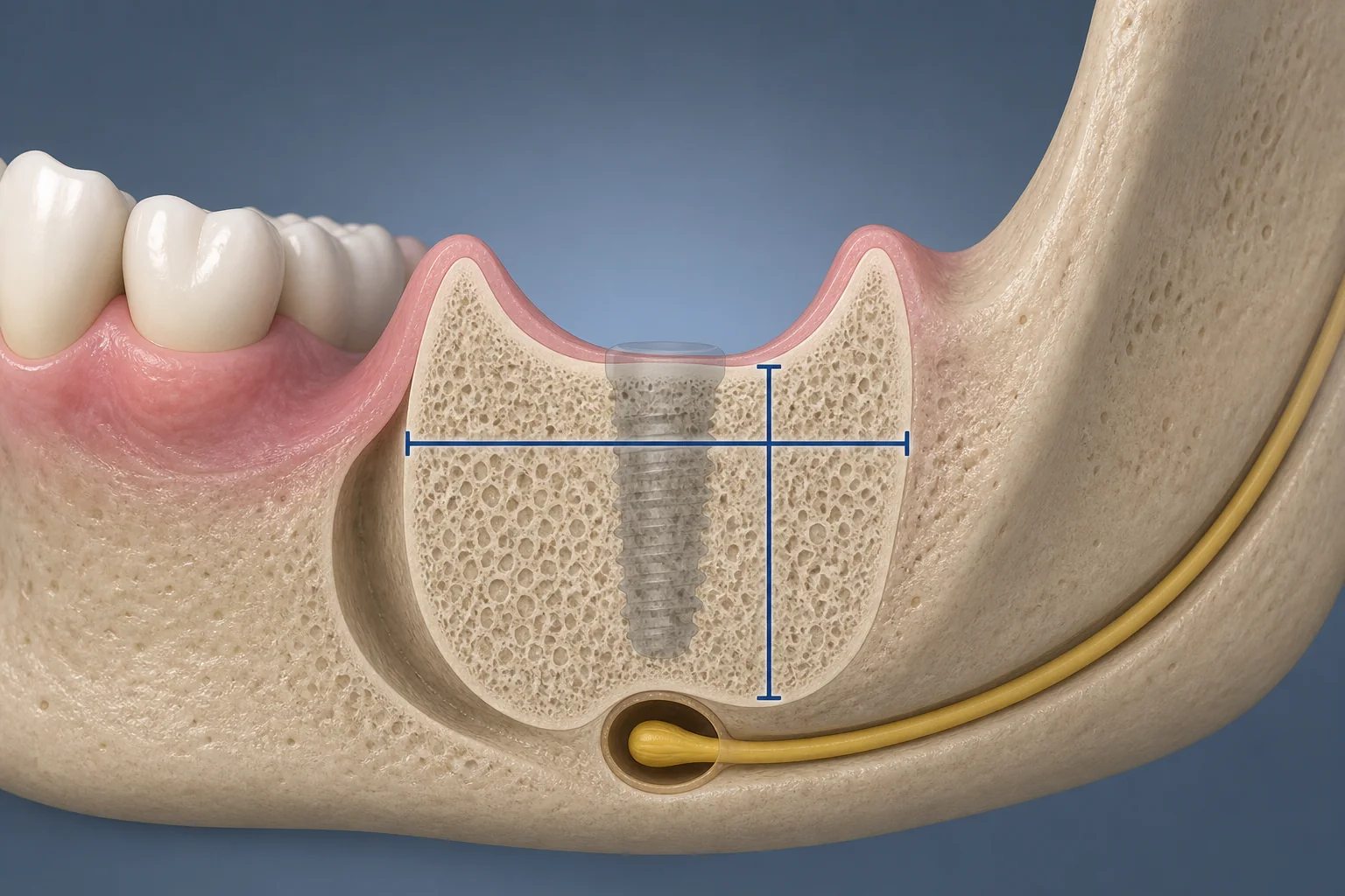 اندازه‌گیری عرض و ارتفاع استخوان برای ایمپلنت با CBCT