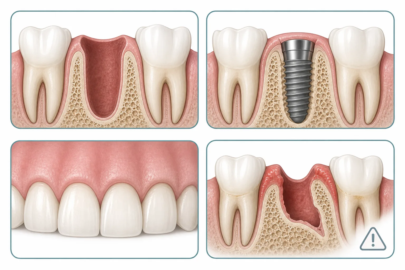 بررسی دیواره حفره دندان، استخوان کافی و سلامت لثه پیش از کاشت