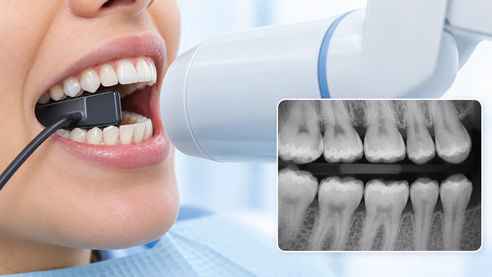 قرارگیری حسگر داخل دهان برای تهیه رادیوگرافی بایتوینگ دندانهای خلفی