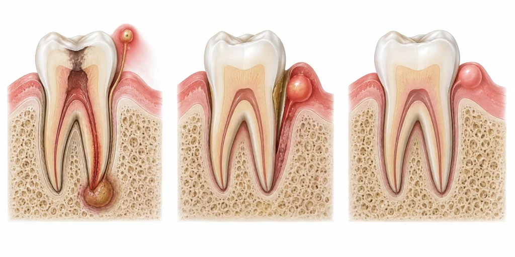مقایسه فیستول دندانی، آبسه پریودنتال و برجستگی غیرچرکی روی لثه
