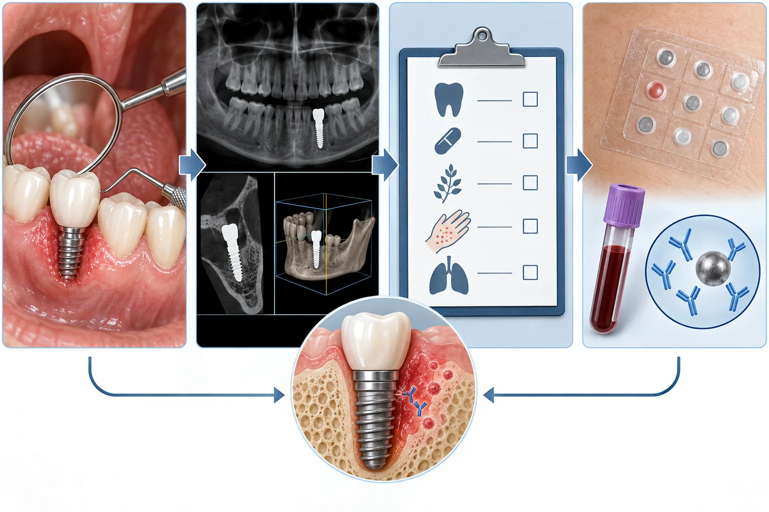 علائم التهاب و واکنش بافتی اطراف ایمپلنت تیتانیومی